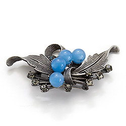 Брошь "Бант 4 камня" голубой кварц А0125