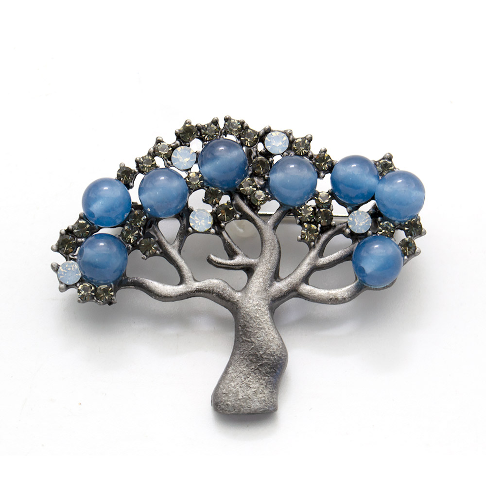 Фото товара брошь - подвеска "дерево малое" голубой агат а0077