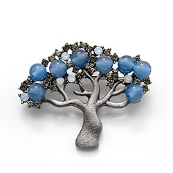 Брошь - подвеска "Дерево малое" голубой агат А0077