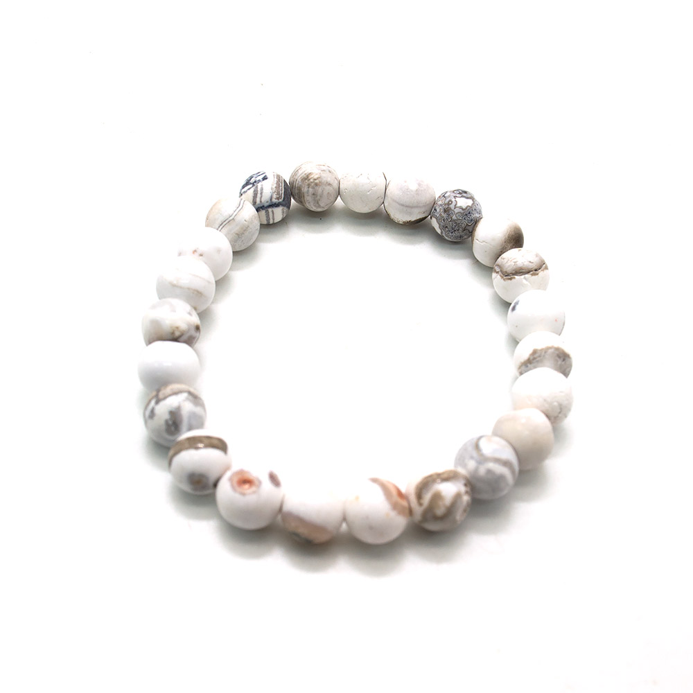 Фото товара браслет агат мозаика цвет молочный 8мм