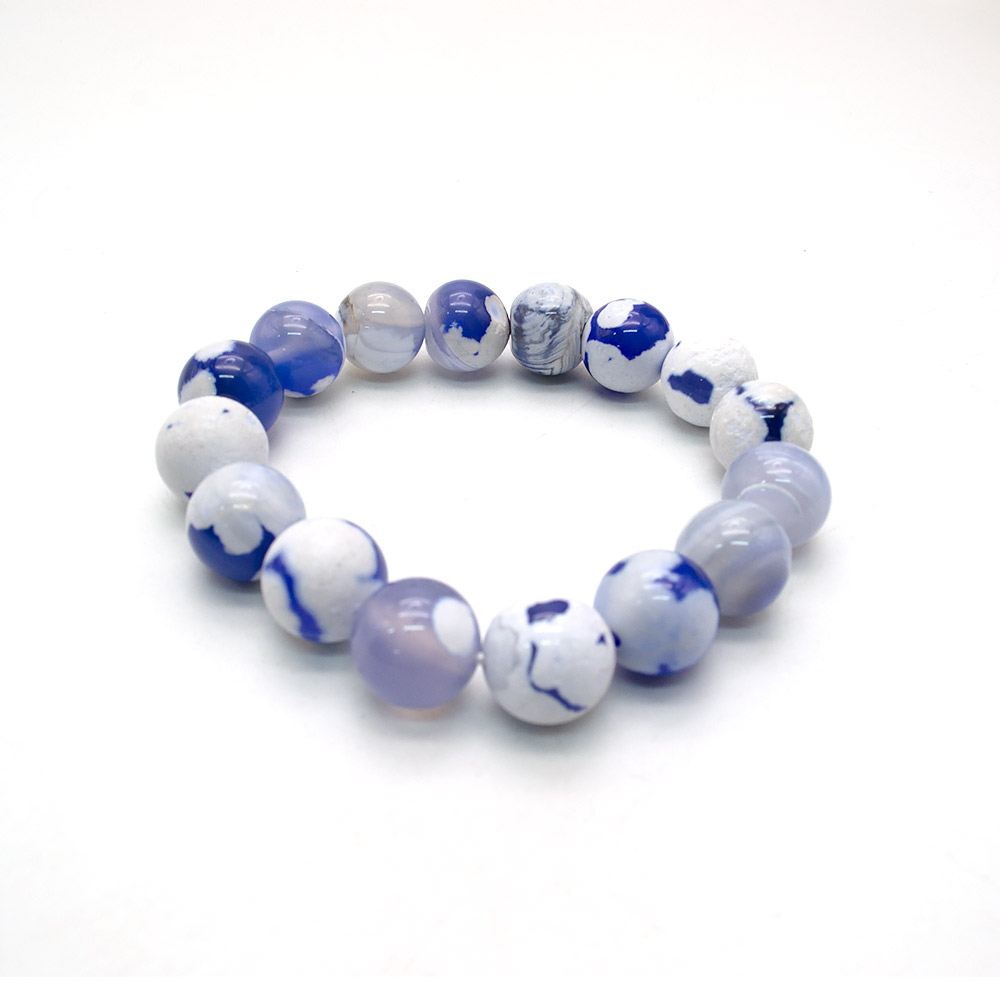 Фото товара браслет из агата мозаика голубой шар 12 мм