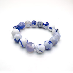 Браслет агат мозаика голубой 12мм