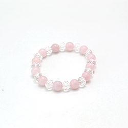Фото товара браслет из розового кварца с белым цирконом 8мм