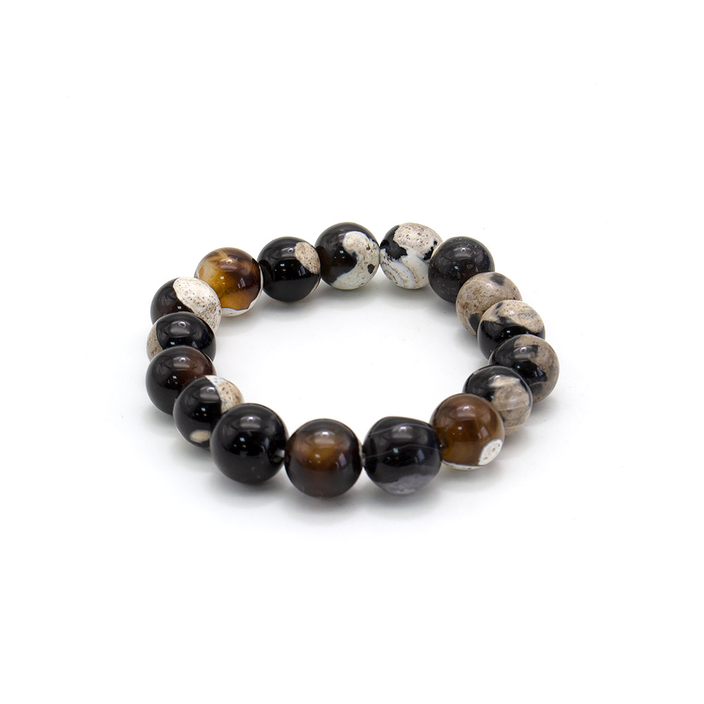 Фото товара браслет из агата мозаика коричневый шар 12 мм