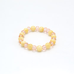 Браслет из бледно-желтого кальцита с розовым цирконом 8мм