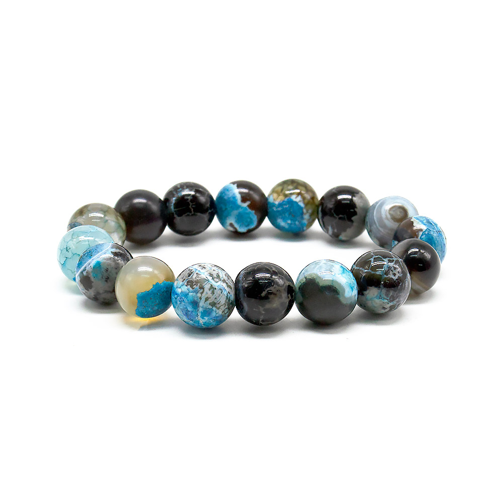 Браслет агат мозаика синий 12мм