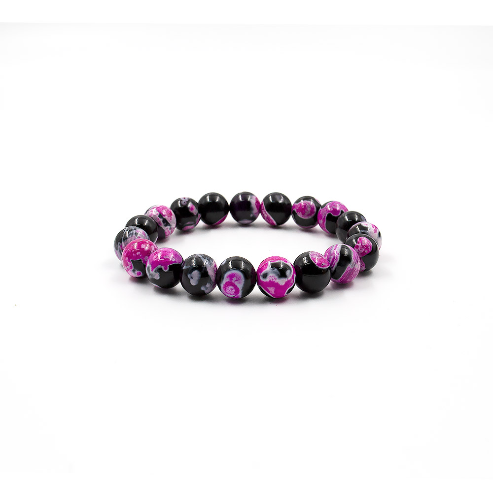 Браслет из агата мозаика фуксия шар 10 мм