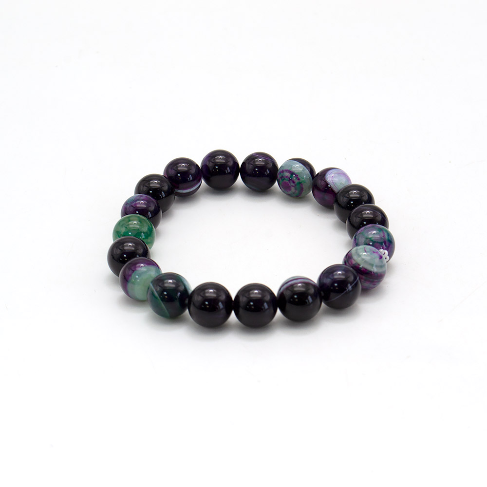 Фото товара браслет из агата кракле фиолетово-зелёный 10мм в.с.