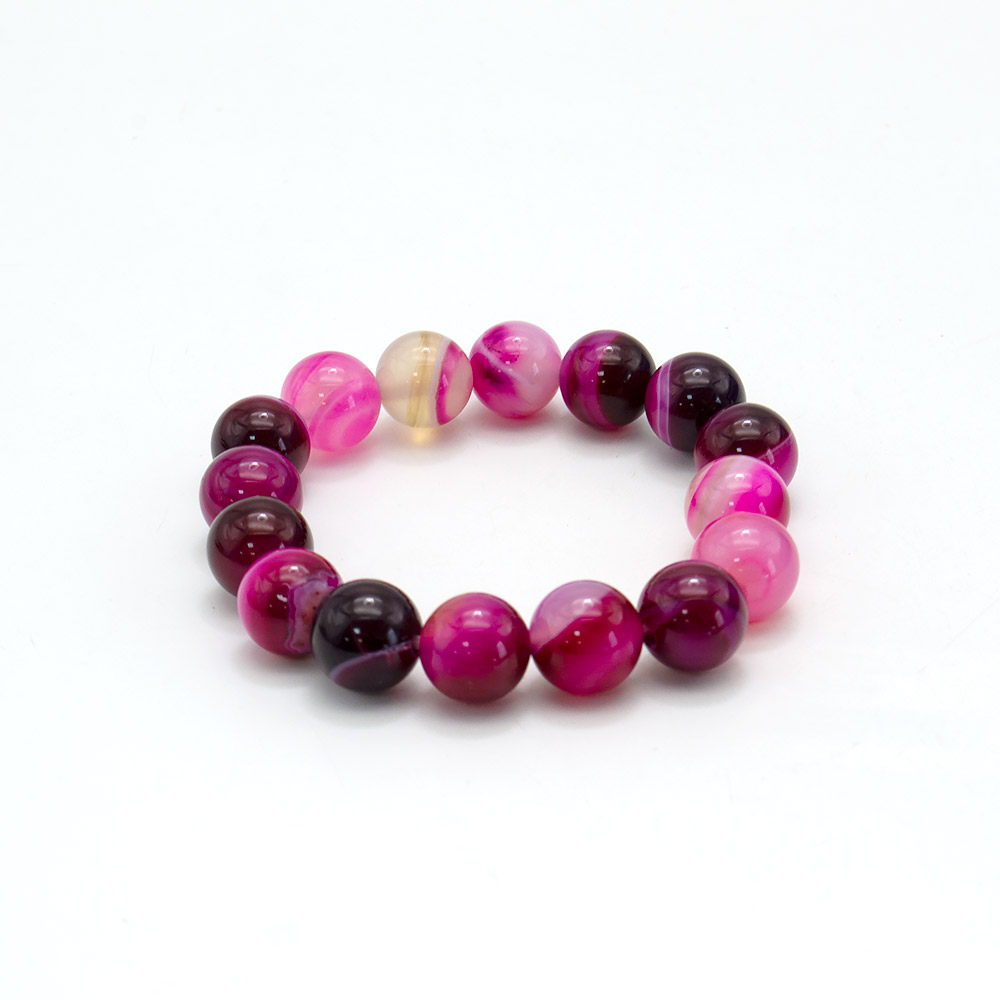 Фото товара браслет из агата фуксия тёмная шар 12 мм