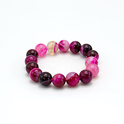 Браслет из агата фуксия тёмная 12мм
