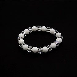 Браслет из белого кальцита с белым цирконом 8мм