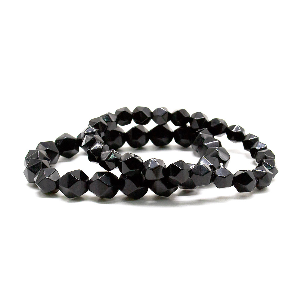 Фото товара браслет из оникса чёрного крупная грань
