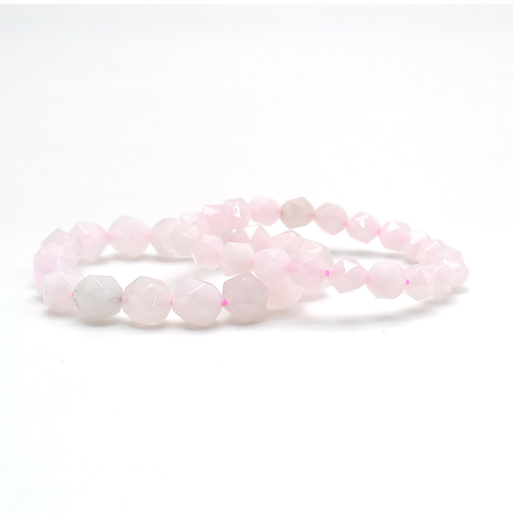 Браслет из розового кварца крупная грань