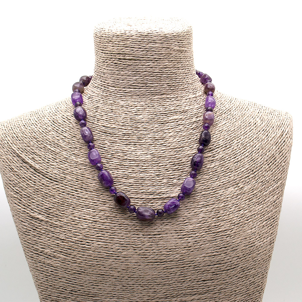 Фото товара бусы из аметиста галтовка "кирпичик" 15*10