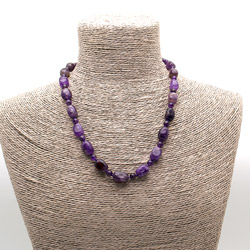 Бусы из аметиста галтовка "кирпичик" 15*10