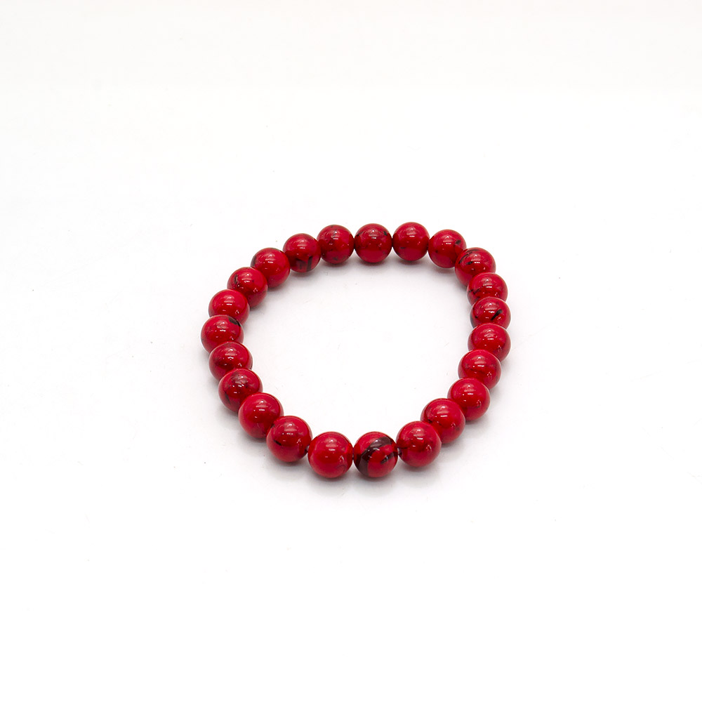 Фото товара браслет мозаика красная с гелиотисом 8мм