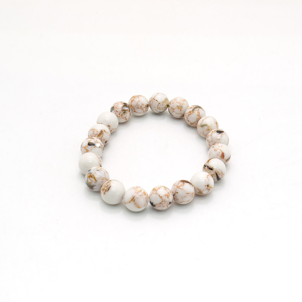 Фото товара браслет мозаика белая с гелиотисом 10мм