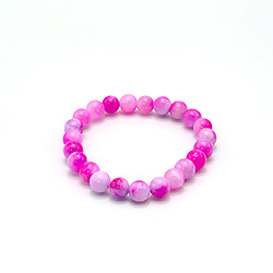 Фото товара браслет из кальцита пигментированного сиреневый с розовым 8мм