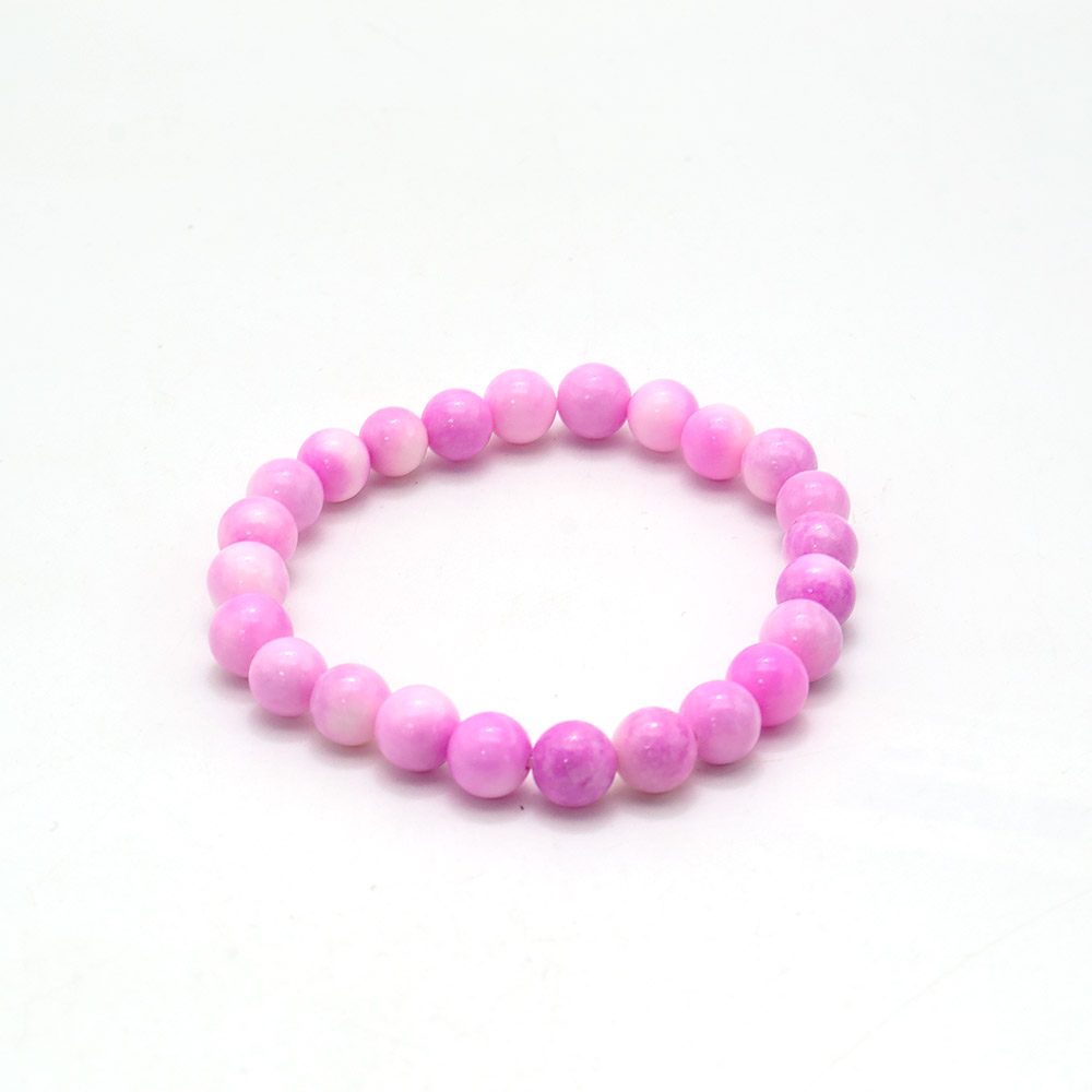 Фото товара браслет из кальцита пигментированного сиреневого с белым 8мм