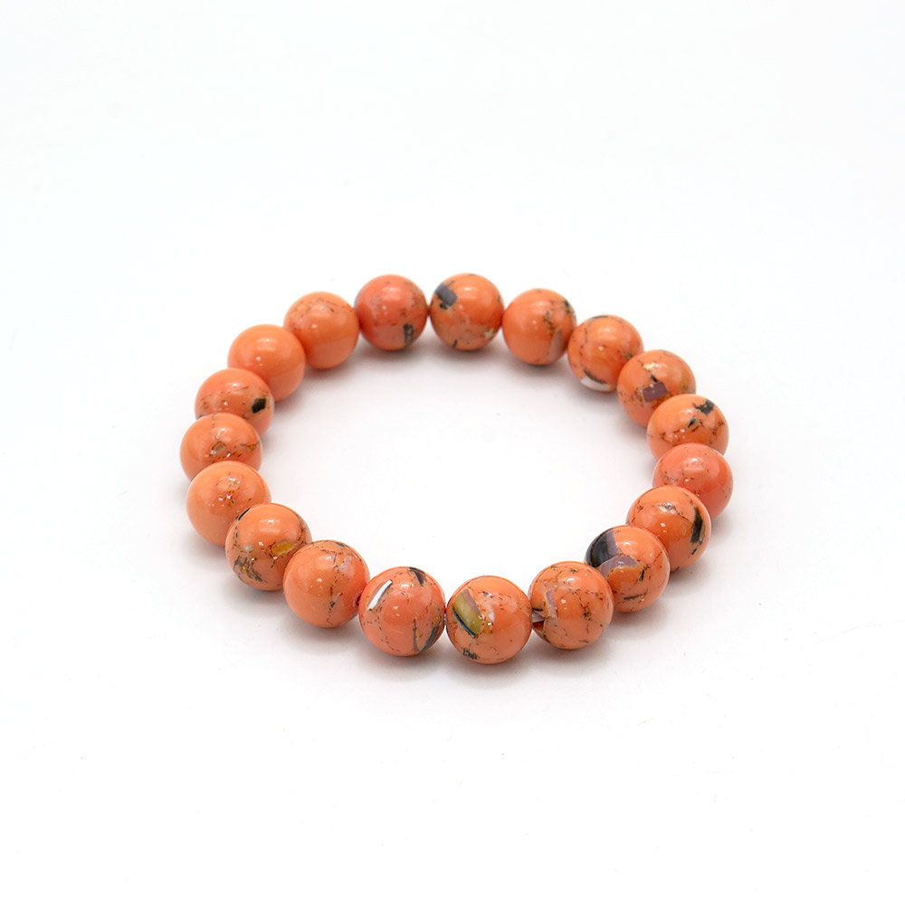 Фото товара браслет из мозаики цвет оранжевый с гелиотисом 10мм