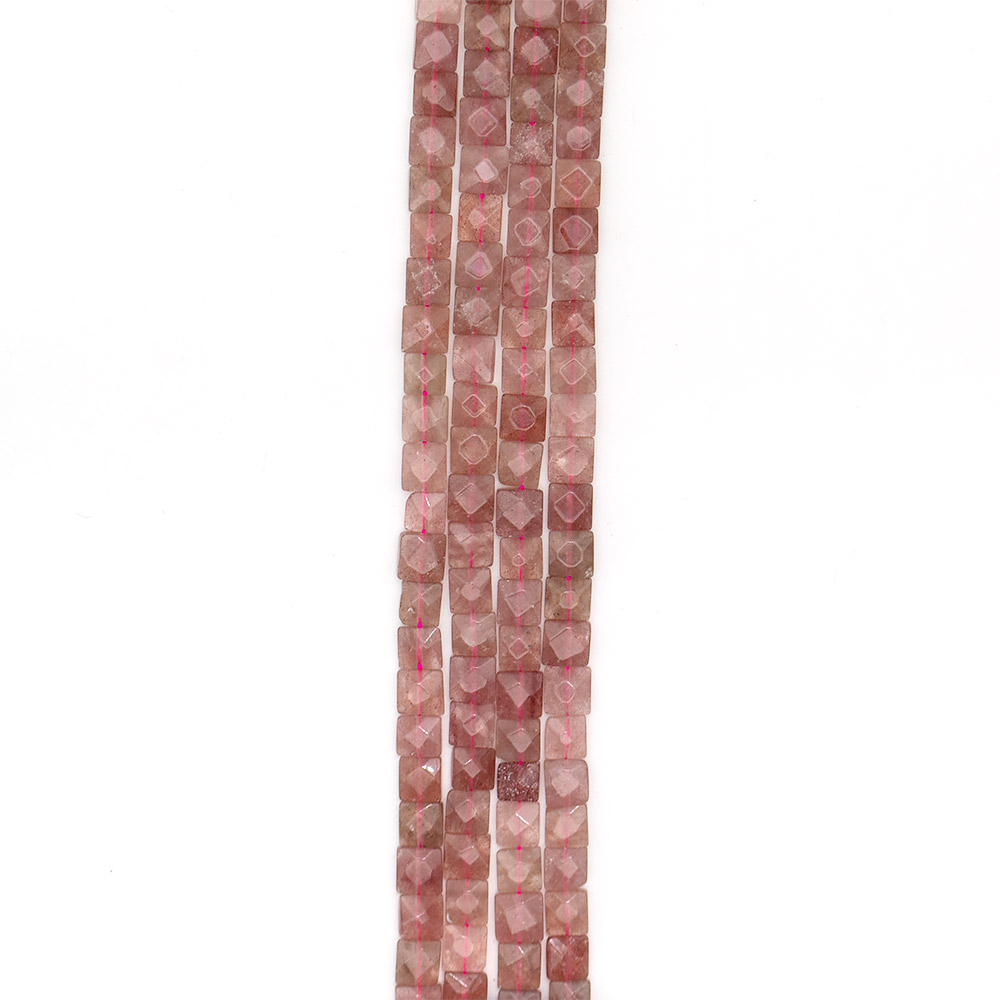 Фото товара земляничный кварц квадрат 10мм граненый