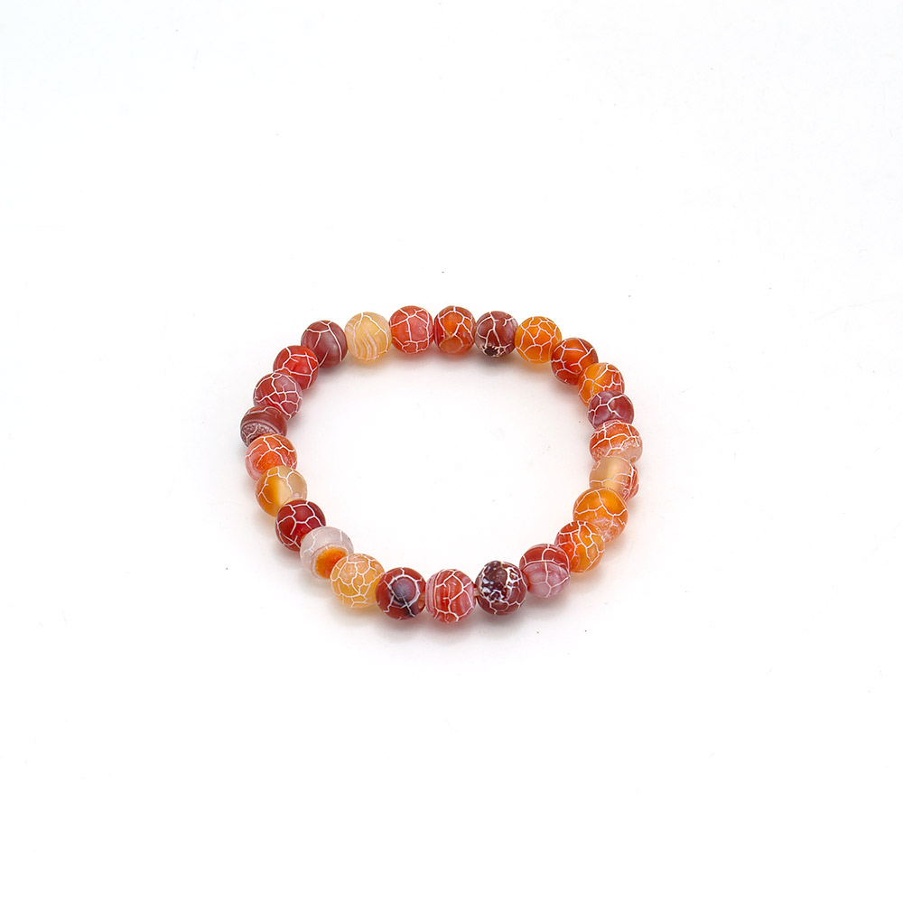 Фото товара браслет из агата кракле матового рыжего шар 8 мм