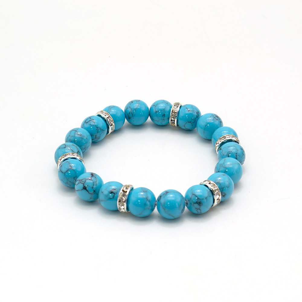 Фото товара браслет из бирюзы имитация 10мм со стразами