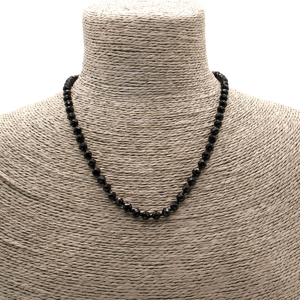 Фото товара бусы турмалин черный грань люкс 6мм