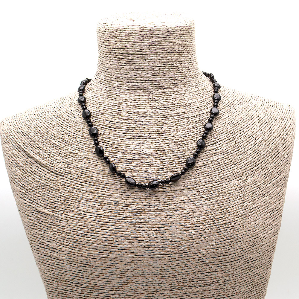 Фото товара бусы из агата черного таблетка овальная 10*8мм