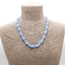 Бусы из кварца цвет голубой бочонок 11*9 мм