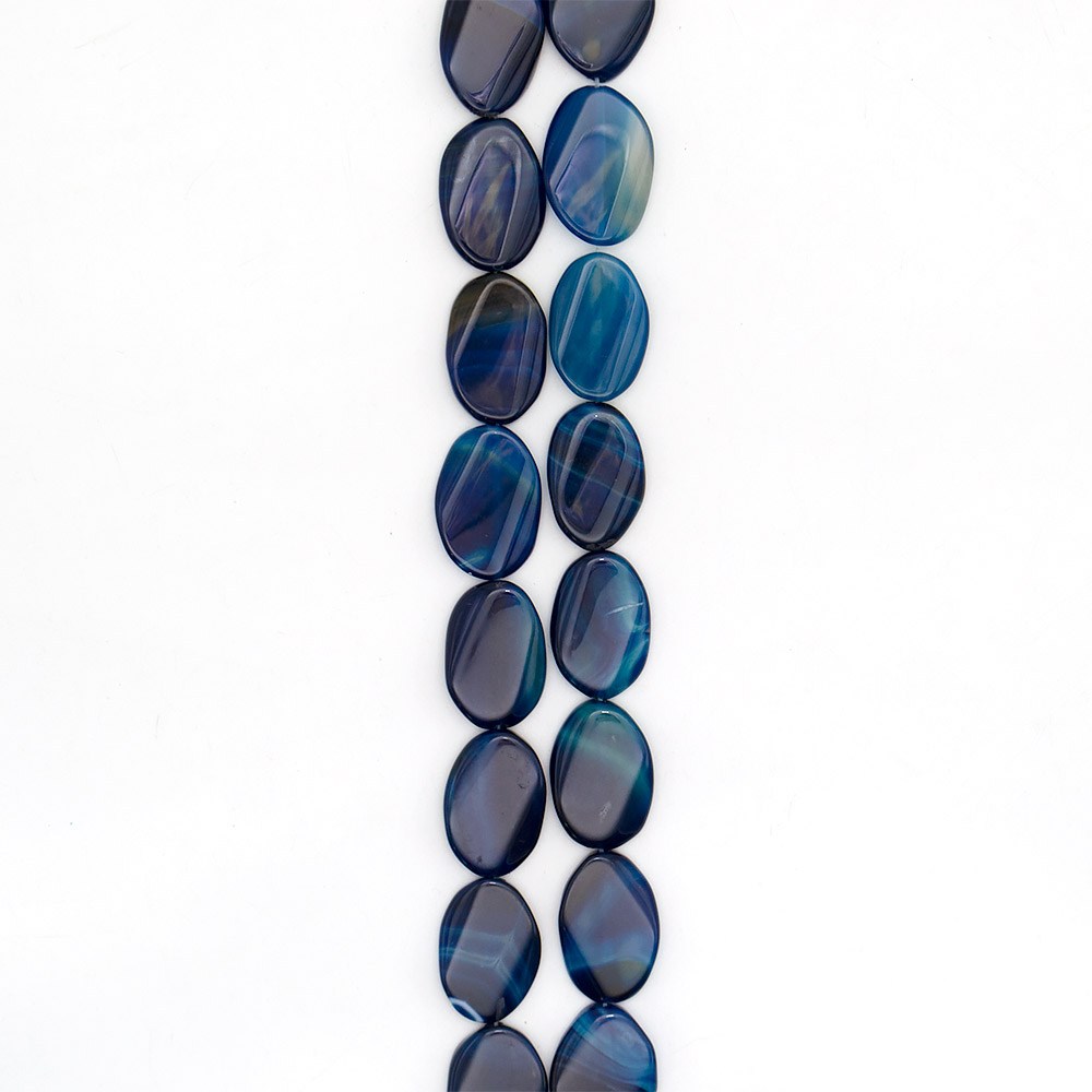Фото товара агат таблетка цвет синий овальная витая 30*20 мм