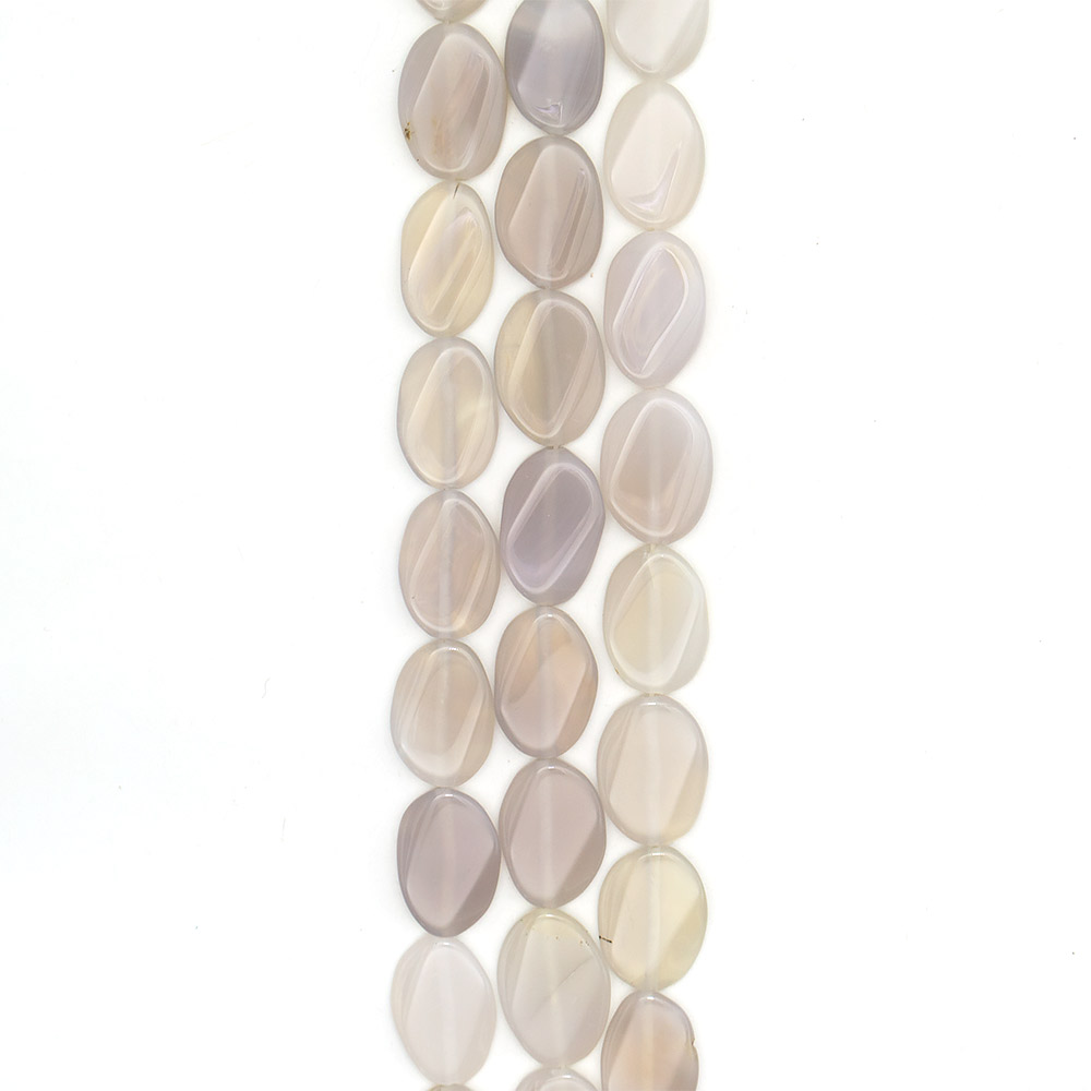 Фото товара агат таблетка цвет светло-серый овальная витая 20*30 мм
