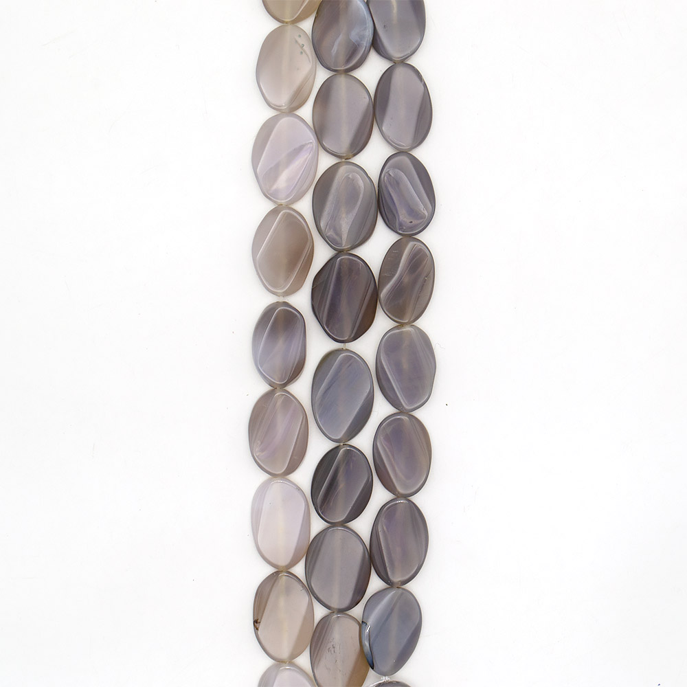 Фото товара агат таблетка цвет серый овальная витая 20*30 мм