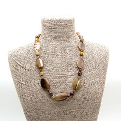 Бусы из агата коричневого таблетка овальная витая 30*20 мм