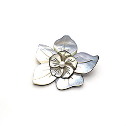 Кулон-брошь перламутр "Цветок 5 лепестков с жемчугом"