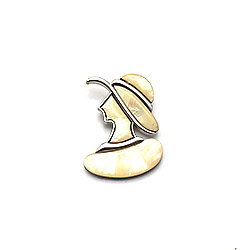 Брошь-кулон "Девушка в шляпе" перламутр