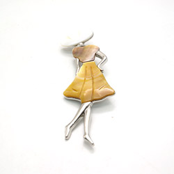 Брошь-кулон "Девушка-загадка" перламутр микс