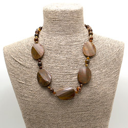 Бусы из яшмы тигровой таблетка овальная 39*29мм