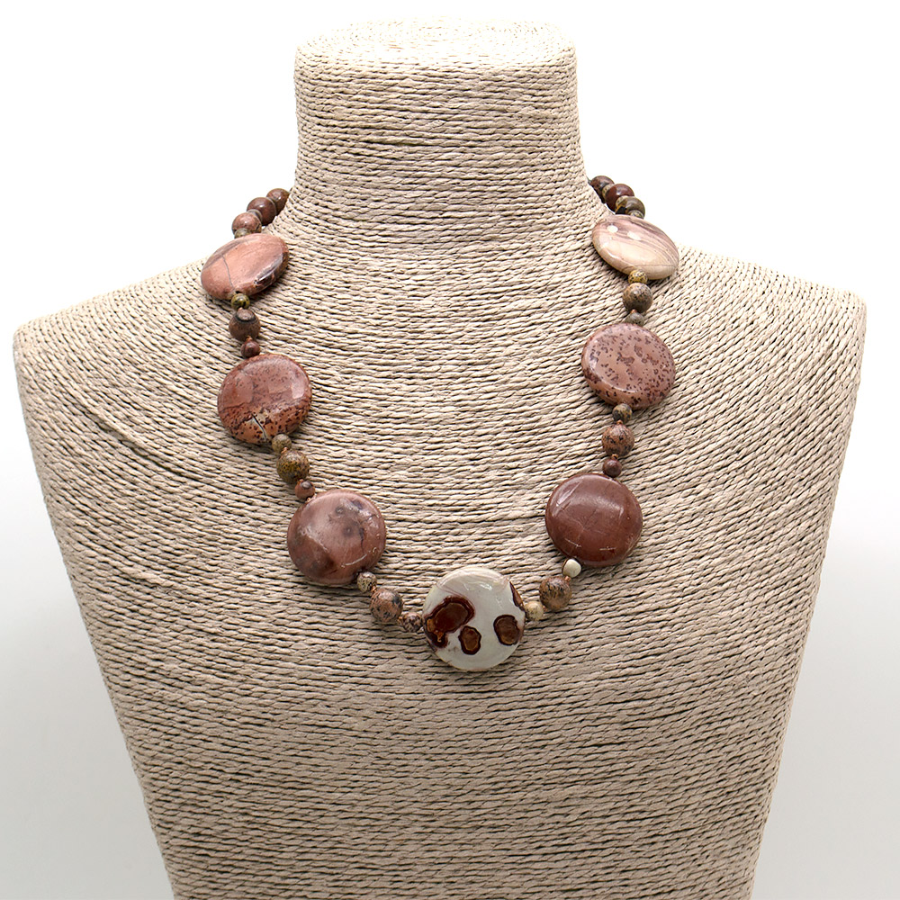 Фото товара бусы из яшмы пейзажной таблетка 25мм