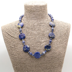 Бусы из содалита пестрого таблетка 25мм