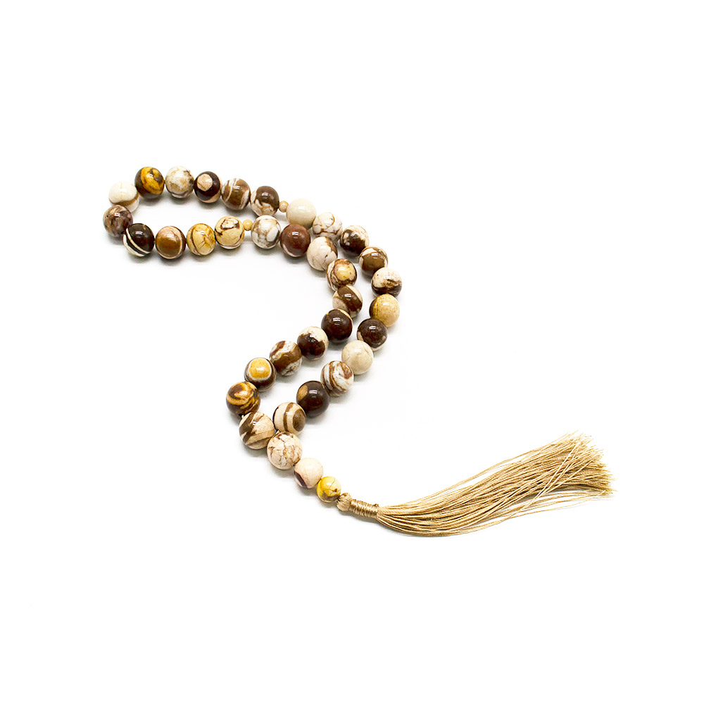 Фото товара четки из яшмы зебровой 12мм 33 бусины