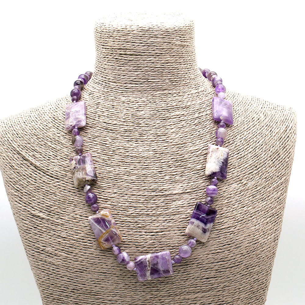 Фото товара бусы из аметиста таблетка прямоугольная 28*19 мм