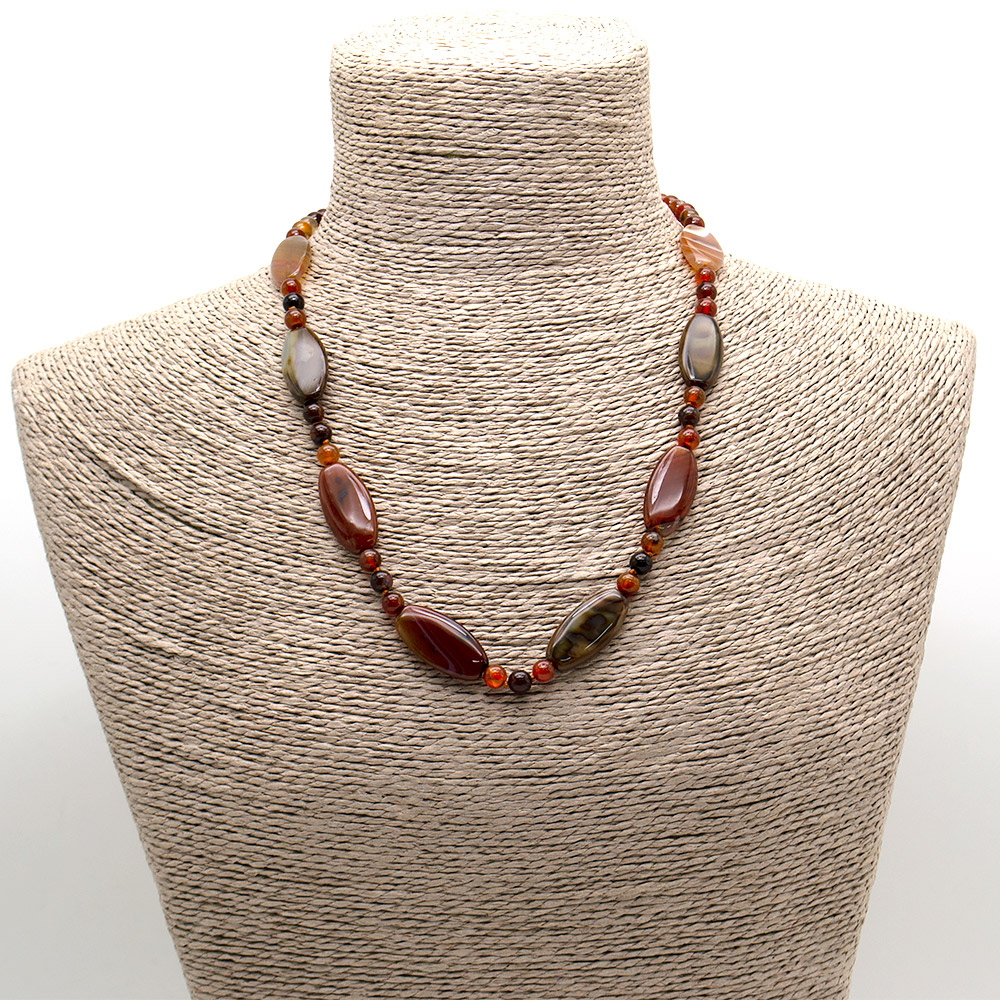 Фото товара бусы из сердолика темного таблетка овальная 27*14 мм