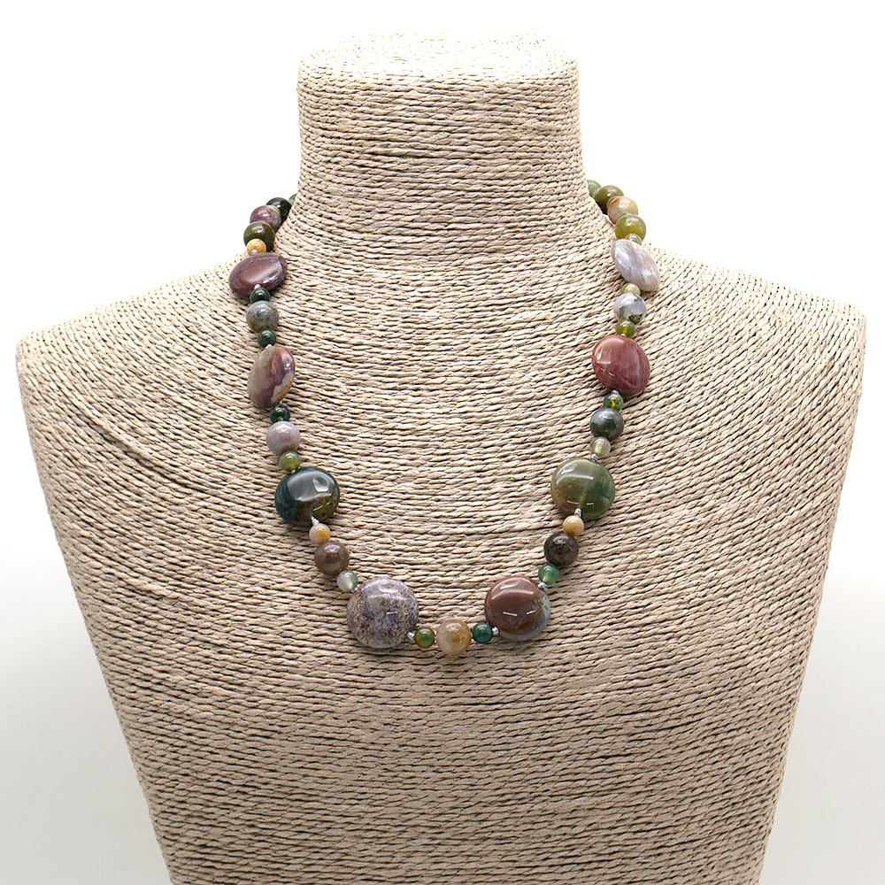 Фото товара бусы из самоцветов микс яшма,агат,халцедон таблетка круглая 20мм