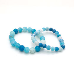 Браслет из агата кракле голубой матовый