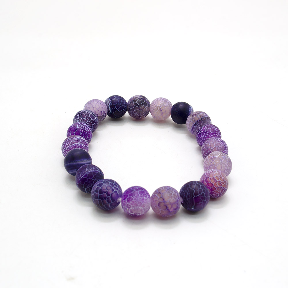 Фото товара браслет из агата кракле цвет фиолетовый яркий матовый
