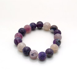 Браслет из агата кракле цвет фиолетово-белый матовый