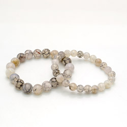 Браслет из агата кракле черно-серый