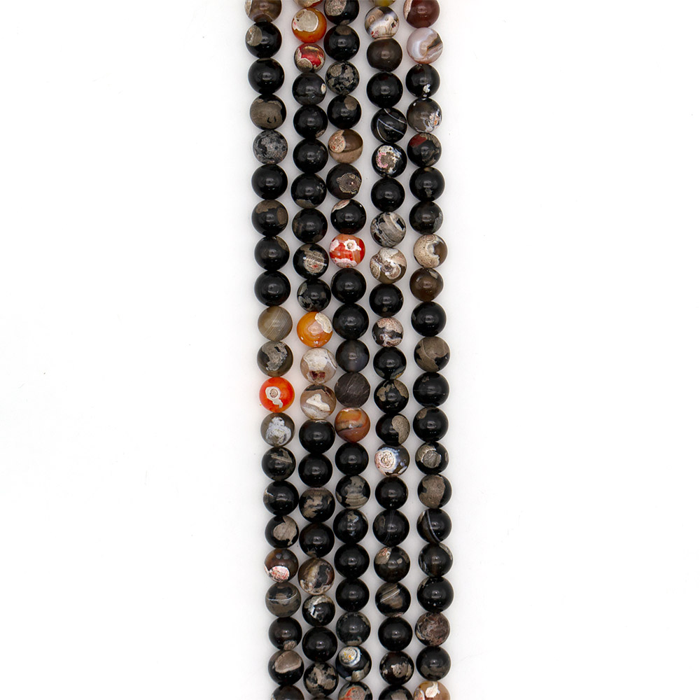 Фото товара агат "мозаика" шар цвет черный с оранжевым 12 мм