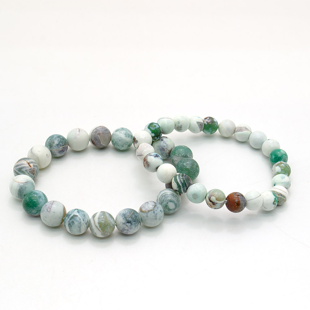 Фото товара браслет из агата "мозаика" белый с зеленым